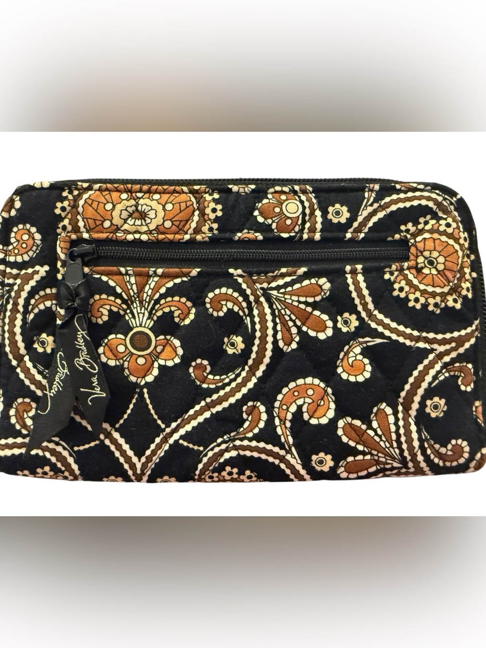 Vera Bradley Retired Cafe Caffe Latte Pattern Zip Wallet Hidden Wristlet Strap - Picture 1 of 8